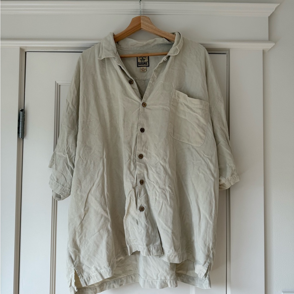 Tommy Bahama | Light Tan Silk Button-Up Shirt | Size XXL